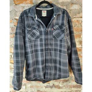 levis sherpa lined flannel Mens Sz M Black & Grey Warm ab